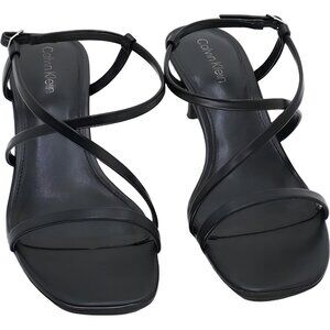 Calvin Klein Ishaya Strappy Low Stiletto Sandals Black Women's US 9.5M